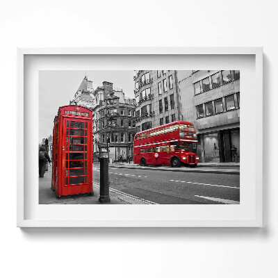 Obraz w ramie Zabytkowy amerykański autobus na ulicy