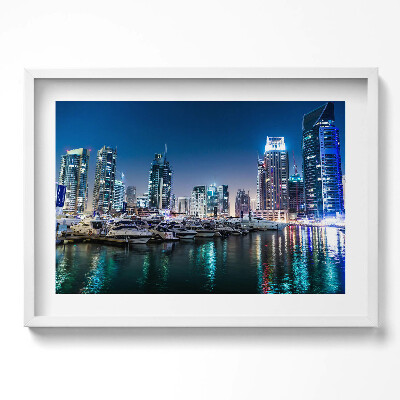 Obraz w ramie Łodzie w mieście nocą