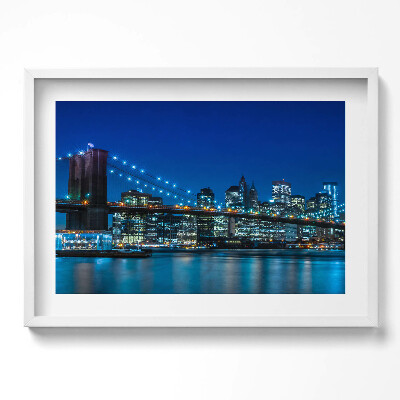 Obraz w ramie Most Brookliński wieczorem - Nowy York