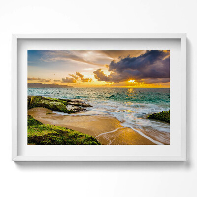 Obraz w ramie Brzeg plaży o zachodzie słońca
