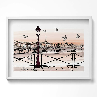 Obraz w ramie Zachód słońca nad Sekwaną