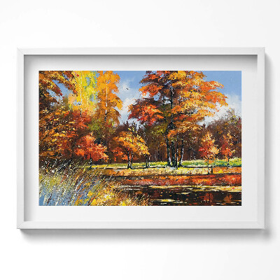 Obraz w ramie Malowana jesień i rzeka