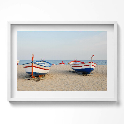 Obraz w ramie Łodzie na plaży