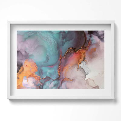 Obraz w ramie Turkusowo-złoty marmur