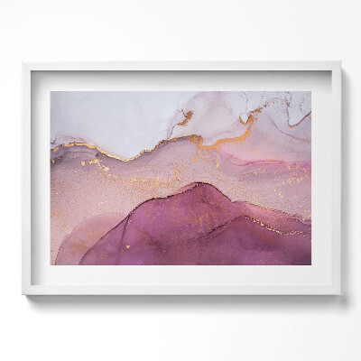 Obraz w ramie Różowa abstrakcja ze złotem