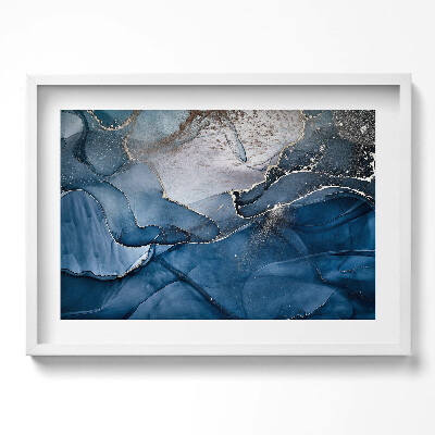 Obraz w ramie Niebieska abstrakcja ze złotem