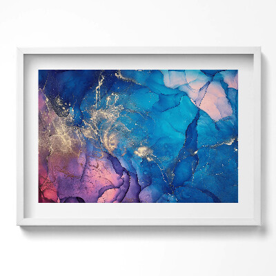 Obraz w ramie Niebieska abstrakcja z różem