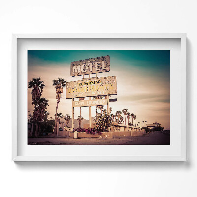 Obraz w ramie Przydrożny znak motelu USA