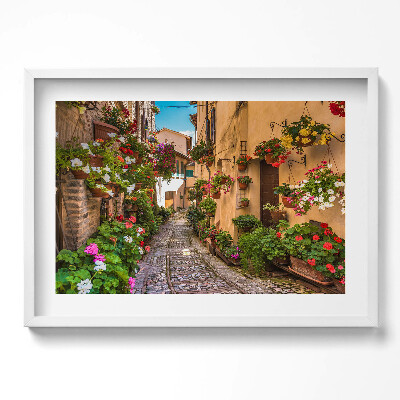 Obraz w ramie Ulica kwiatowa w mieście Umbrii