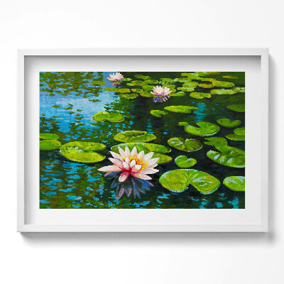 Obraz w ramie Malunek Lilie wodne