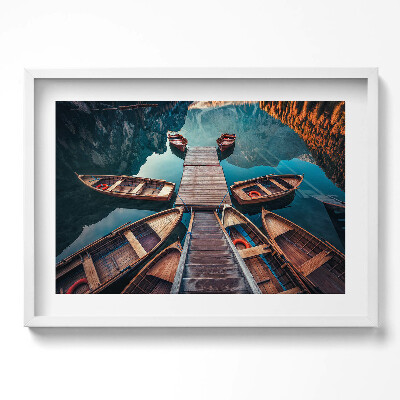 Obraz w ramie Pomost i jezioro Pragser Wildsee