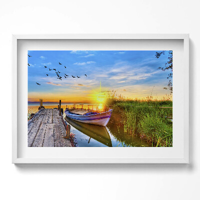 Obraz w ramie Widok na jezioro i zachód słońca