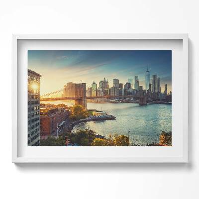 Obraz w ramie Nowy Jork Manhattan most Brookliński