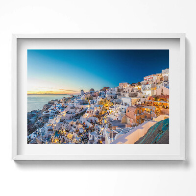 Obraz w ramie Zachód słońca Santorini