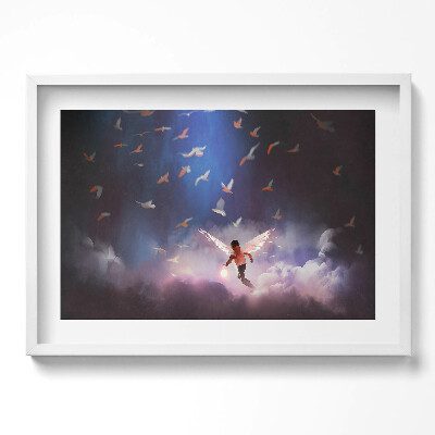 Obraz w ramie Chłopiec z anielskimi skrzydłami