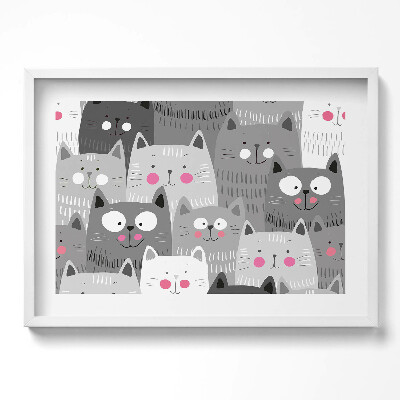 Obraz w ramie Wzór z kotami