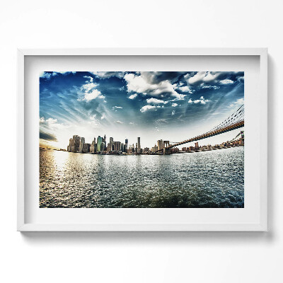 Obraz w ramie Miasto i most Brookliński
