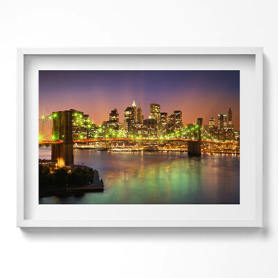 Obraz w ramie Most Brookliński nocą