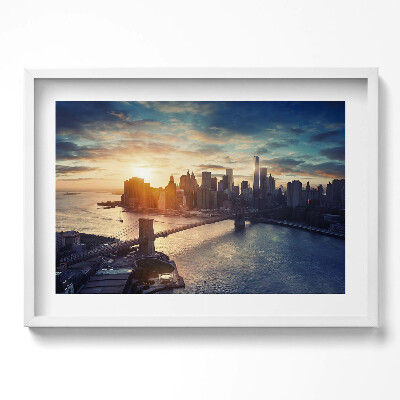 Obraz w ramie Nowy Jork Manhattan i zachód słońca
