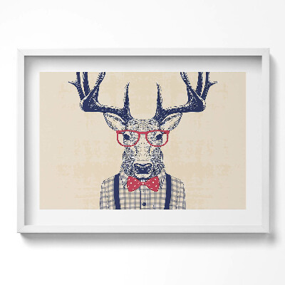 Obraz w ramie Jeleń w koszuli i jazzowej kokardce