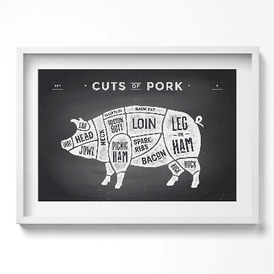 Obraz w ramie Świnia - plakat rzeźnika wieprzowina