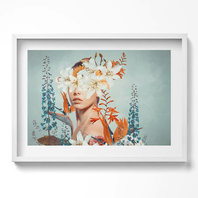 Obraz w ramie Abstrakcja kobieta z kwiatami