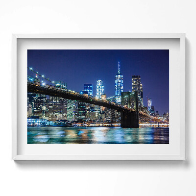 Obraz w ramie Most Brookliński Nowy Jork nocą