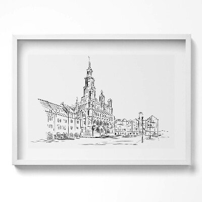 Obraz w ramie Poznań szkic starego miasta