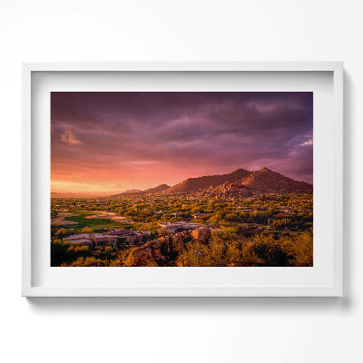 Obraz w ramie Zachód słońca nad North Scottsdale