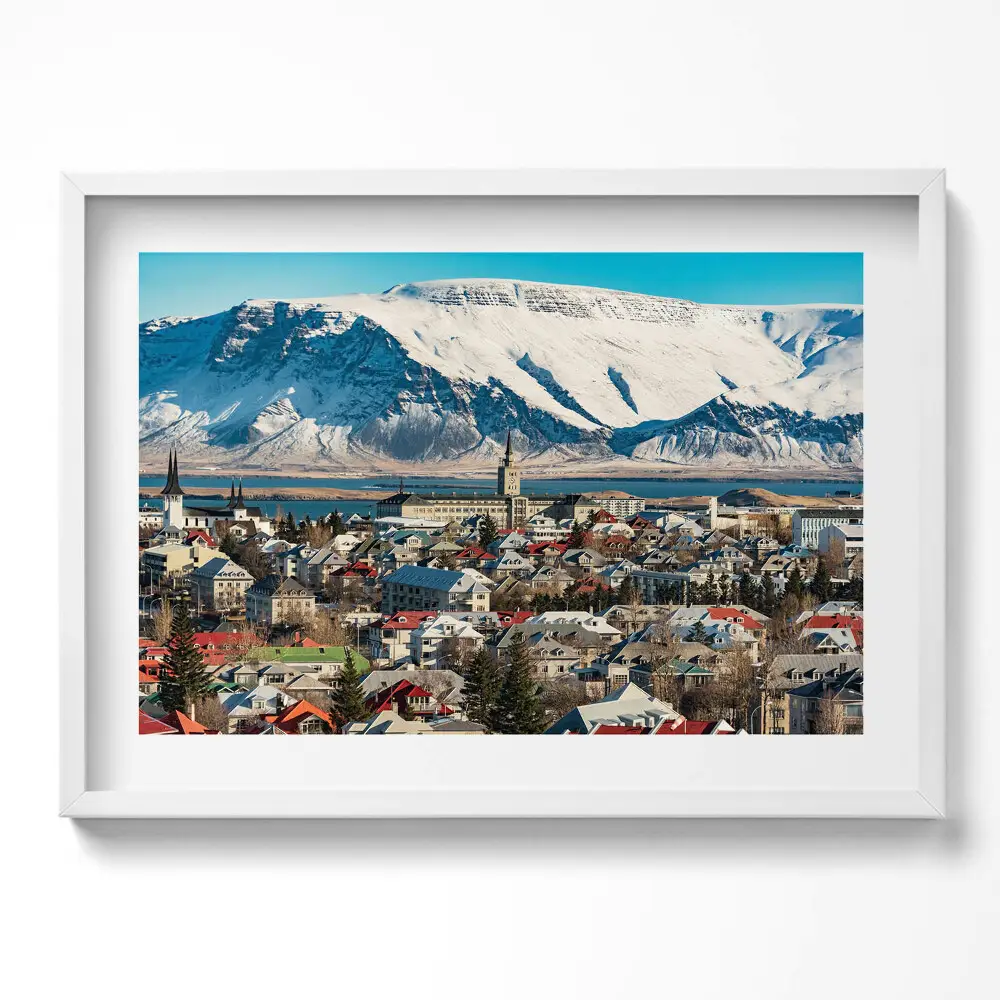 Obraz w ramie Widok na Reykjavík Islandia