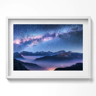 Obraz w ramie Gwieździste niebo nad górami