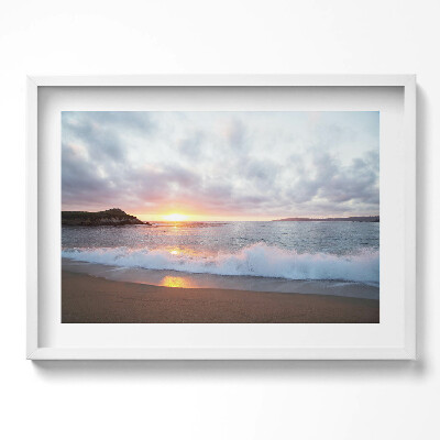Obraz w ramie Morze plaża i zachód słońca