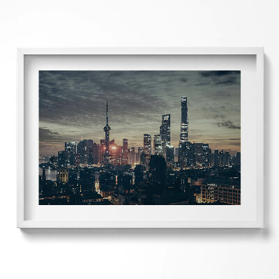 Obraz w ramie Panorama Shanghai nocą