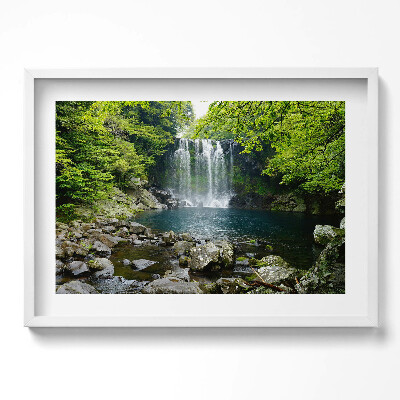 Obraz w ramie Wodospad i rzeka wśród drzew