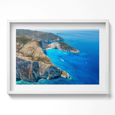 Obraz w ramie Letni pejzaż klifu i wybrzeża