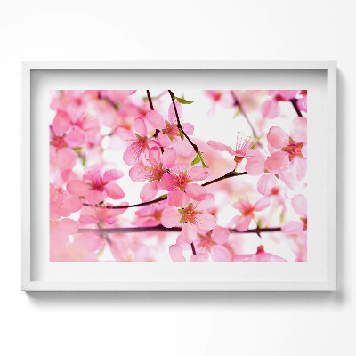 Obraz w ramie Różowe wiosenne kwiaty na gałęziach