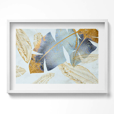 Obraz w ramie Glamour liście bananowca ze złotem