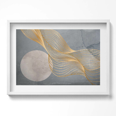 Obraz w ramie Abstrakcyjna ilustracja księżyca ze złotem