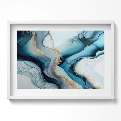 Obraz w ramie Płynna tekstura marmuru ze złotem