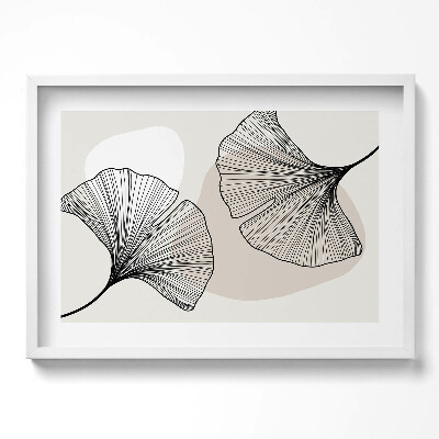 Obraz w ramie Linearne liście miłorzędbu w stylu boho