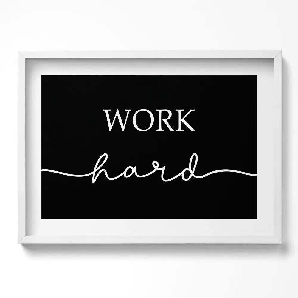 Obraz w ramie Motywacyjny napis "Work hard"