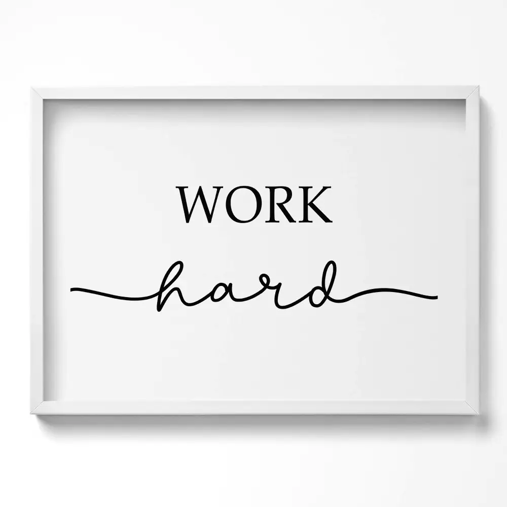 Obraz w ramie Motywacyjny napis "Work hard"