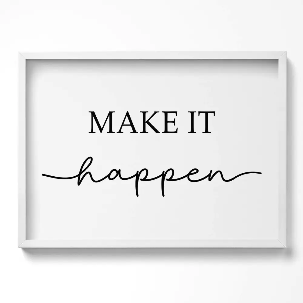 Obraz w ramie Motywacyjny napis "Make it happen"