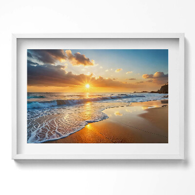 Obraz w ramie Zachód słońca nad morzem