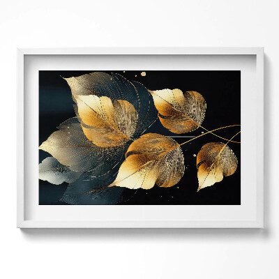 Obraz w ramie Złote liście glamour