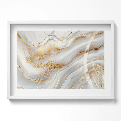 Obraz w ramie Tekstura marmuru ze złotem