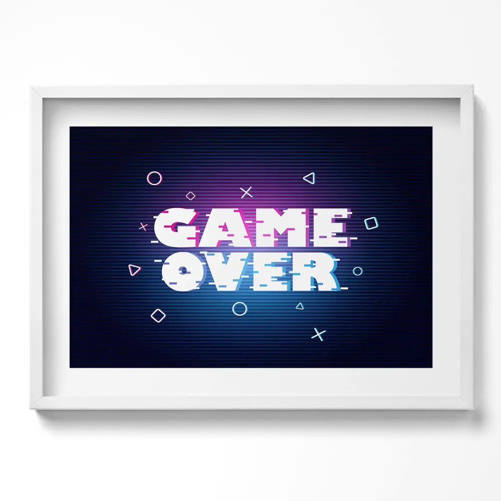 Obraz w ramie Stylizowany napis dla gracza "Game over"