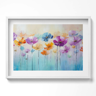 Obraz w ramie Malowane kolorowe kwiaty