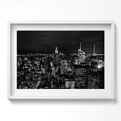 Obraz w ramie Czarno-biały pejzaż miasta nocą