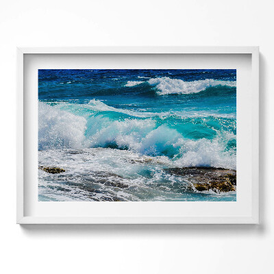 Obraz w ramie Morskie błekitne fale wody